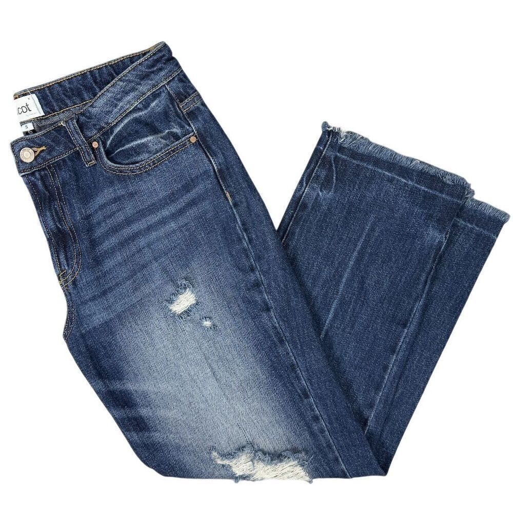 Tricot Women's Juniors Distressed Denim Jeans Blue Straight Fit Size 5